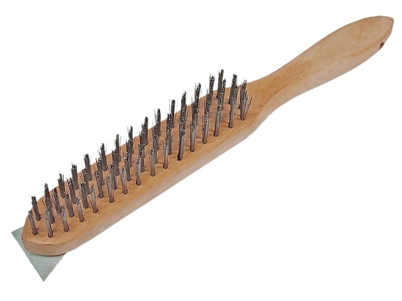 Heavy-Duty Scratch Brush with Scraper - 4 Row