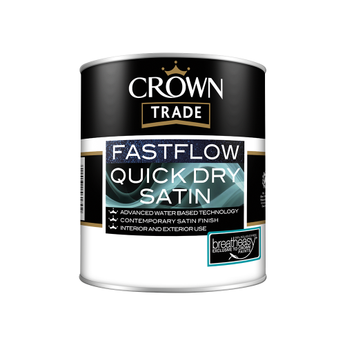 5 Lt Crown Trade Fast Flow Satin Brilliant White - Quick Drying
