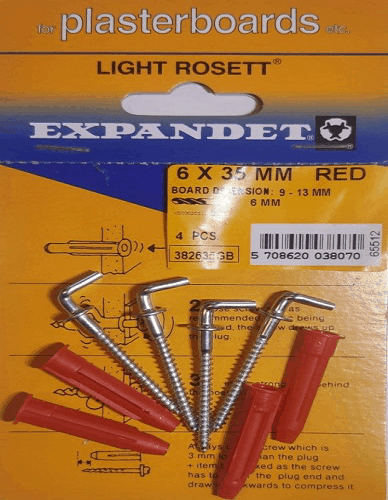 Pack (6) Red Expandet Square Hook