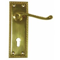 Listers Georgian Lever Lock Rope Edge Handles - Brass