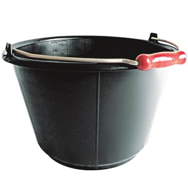 Black Bucket with Red Handle