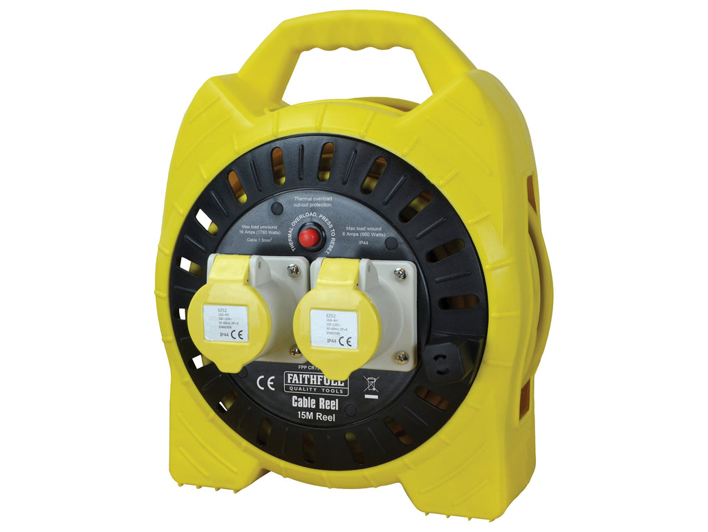 Faithfull Enclosed Cable Reel 15m 16a 110v 2g