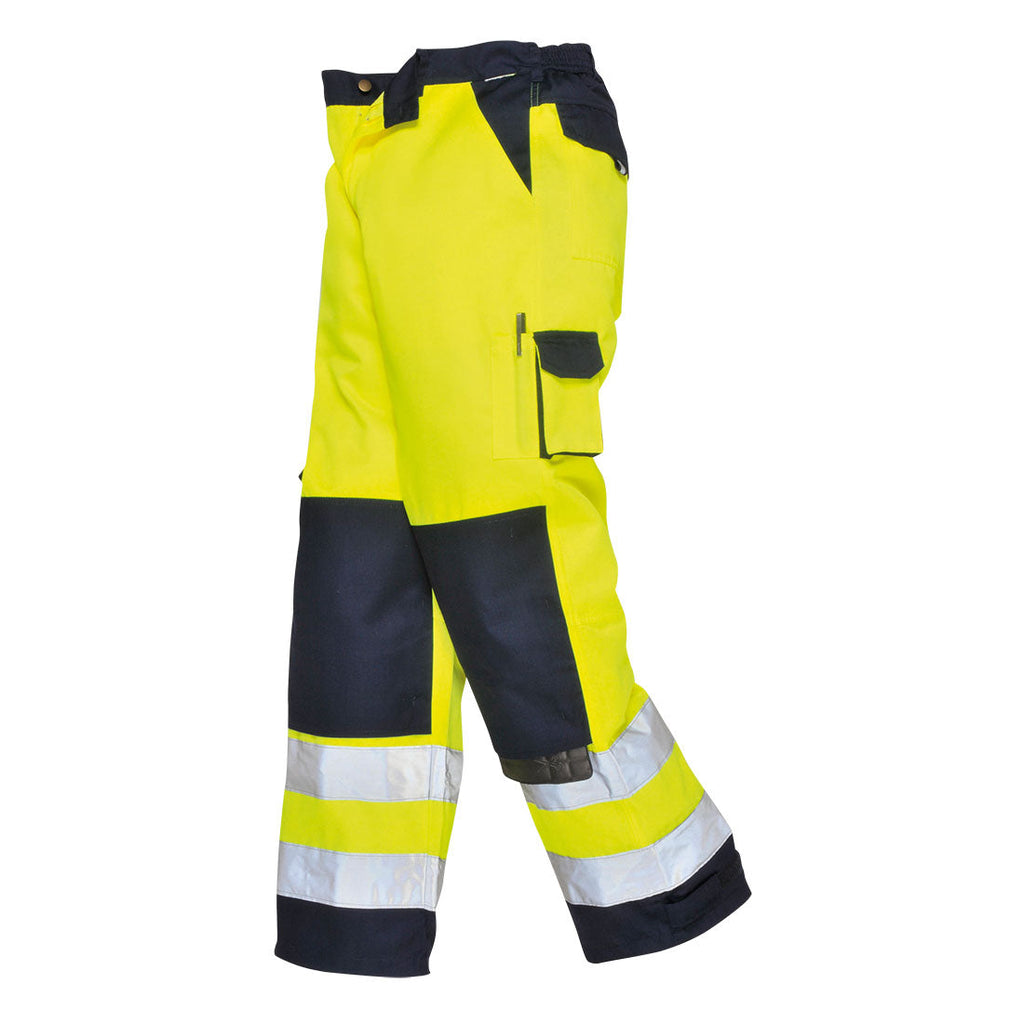 Portwest Lyon Hi-vis Trousers - Yellow/navy Small
