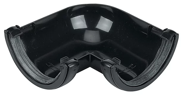Black Half Round Gutter 90° Corner