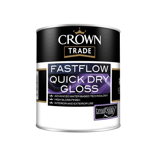 1 Lt Crown Trade Fast Flow Gloss Brilliant White - Quick Drying