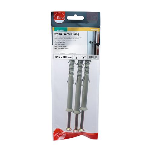 Pack (3) 10.0 X 100 Timco Nylon Frame Fixing