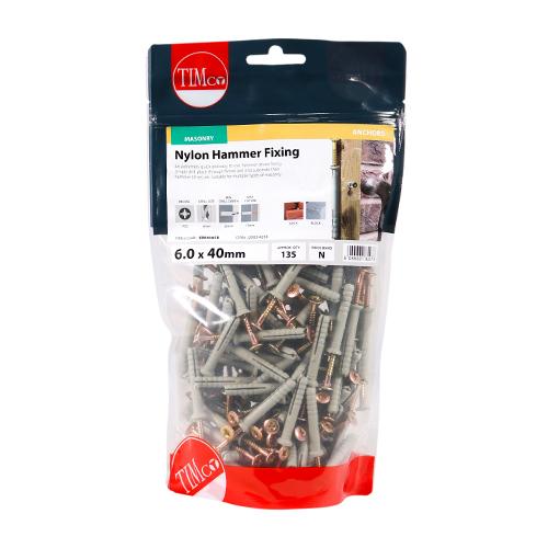 Box (135) 6.0 X 40 Timco Nylon Hammer Fixing