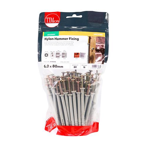 Box (80) 6.0 X 80 Timco Nylon Hammer Fixing