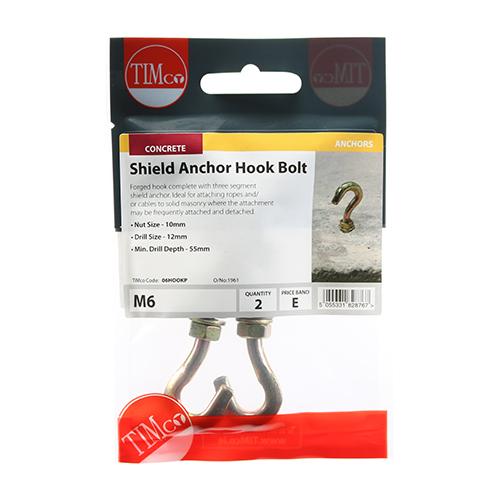 Pack (2) M6 Timco Shield Anchor - Hook