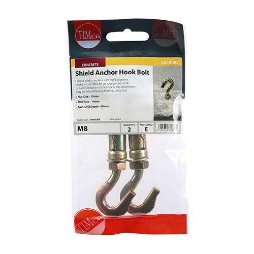 PACK (2) M8 Timco Shield Anchor - Hook