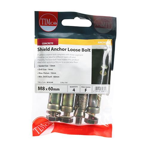 Pack (4) M8 / 10l Timco Shield Anchor - Loose