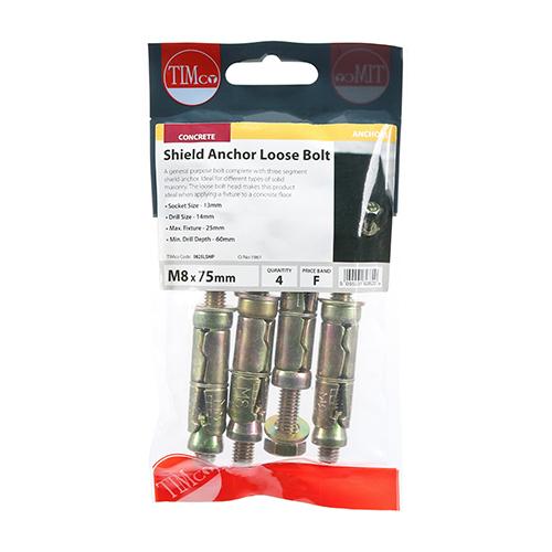 Pack (4) M8 / 25l Timco Shield Anchor - Loose
