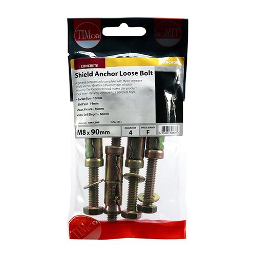 Pack (4) M8 / 40l Timco Shield Anchor - Loose