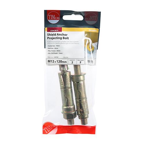 Pack (2) M12 / 30p Timco Shield Anchor - Projecting