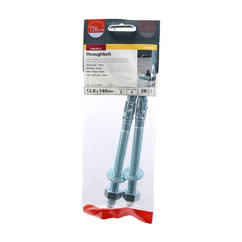 Pack (2) M12 X 140 Timco Through Bolt - Loose