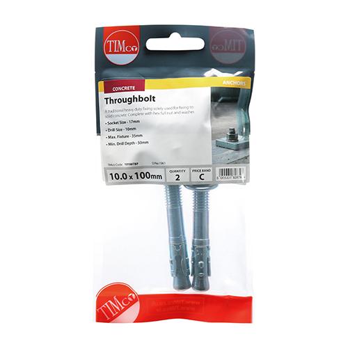 Pack (2) M10 X 100 Timco Through Bolt - Loose
